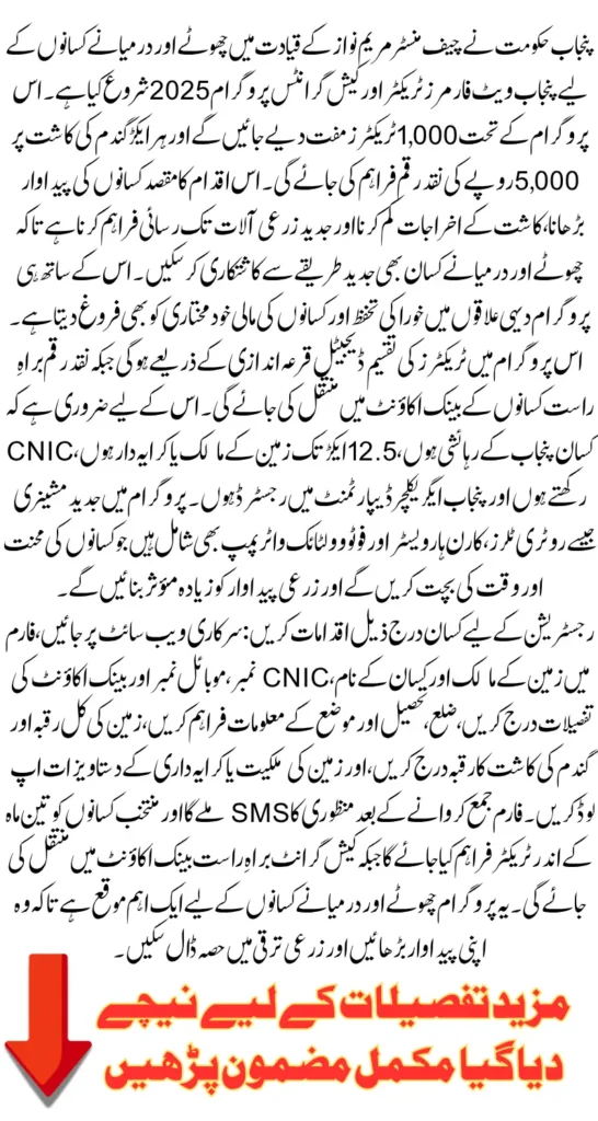 Punjab Wheat Farmers Tractors and Cash Grants Program 2025 By Maryam Nawaz Know Complete Detail