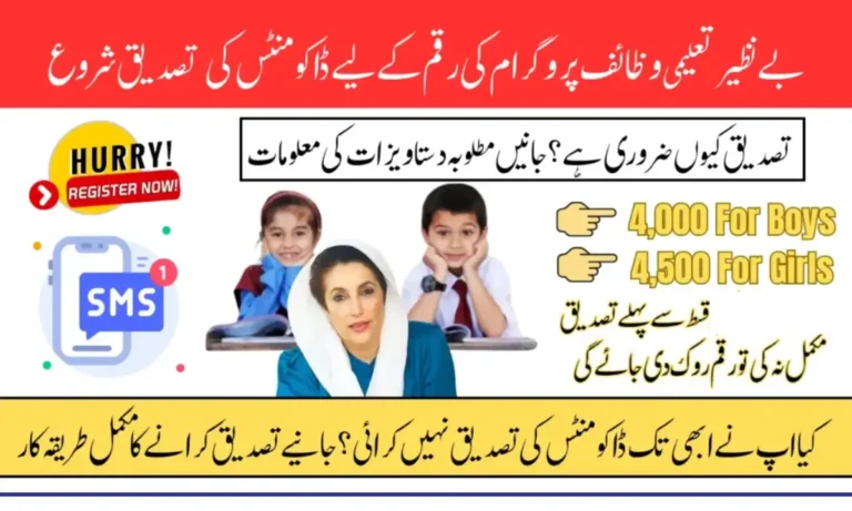 Benazir Taleemi Wazifa Stipend Document Verification If School changed or 3 years completed In BISP